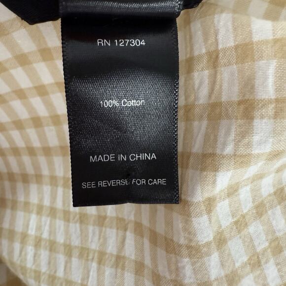 Ali Miles Top Shirt Womens XL Yellow Tan Textured Button Breathable Seersucker - Picture 8 of 11